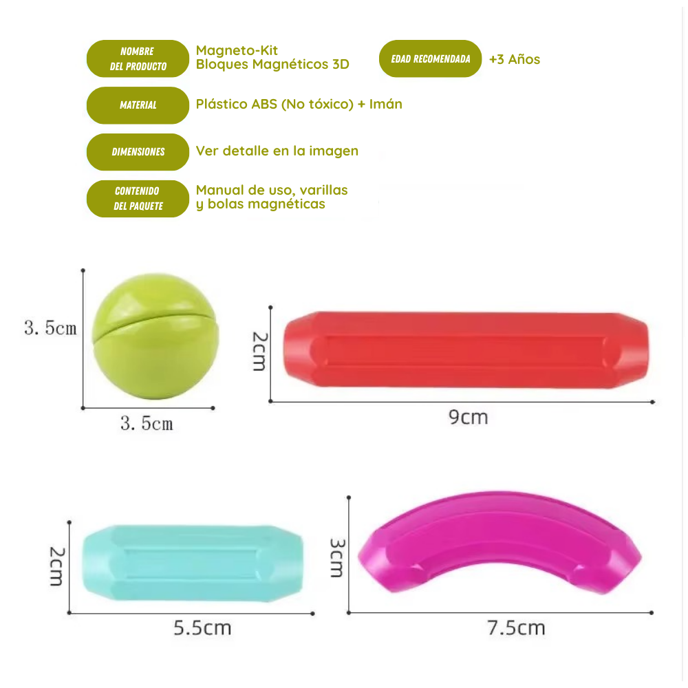 🧲 Magneto-Kit - Bloques Magnéticos 3D (36 piezas) 🧲