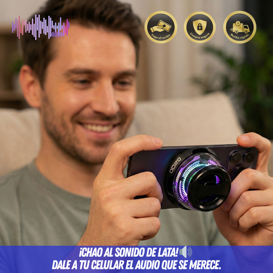 🔊 Portable Sound G200™ - Pégalo al toque y disfruta de un sonido envolvente en tu celu donde tú quieras.