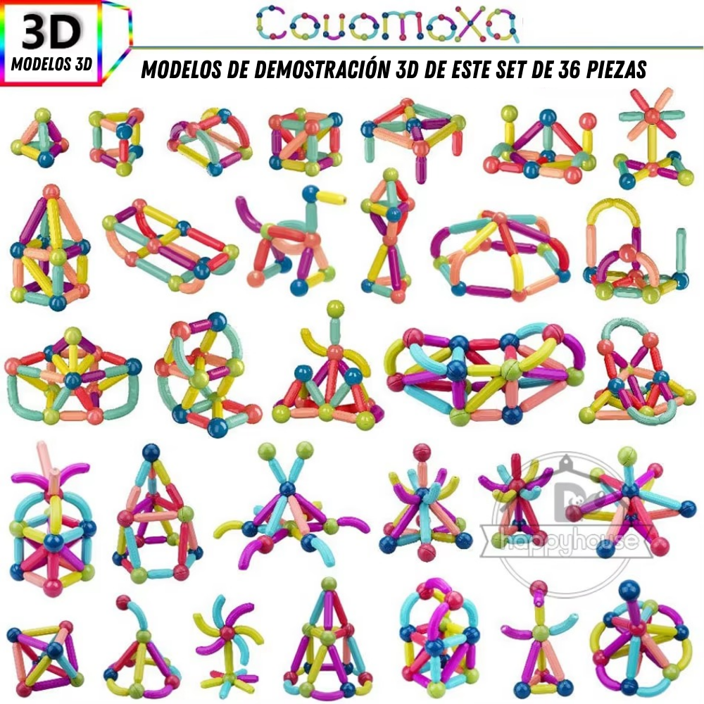 🧲 Magneto-Kit - Bloques Magnéticos 3D (36 piezas) 🧲