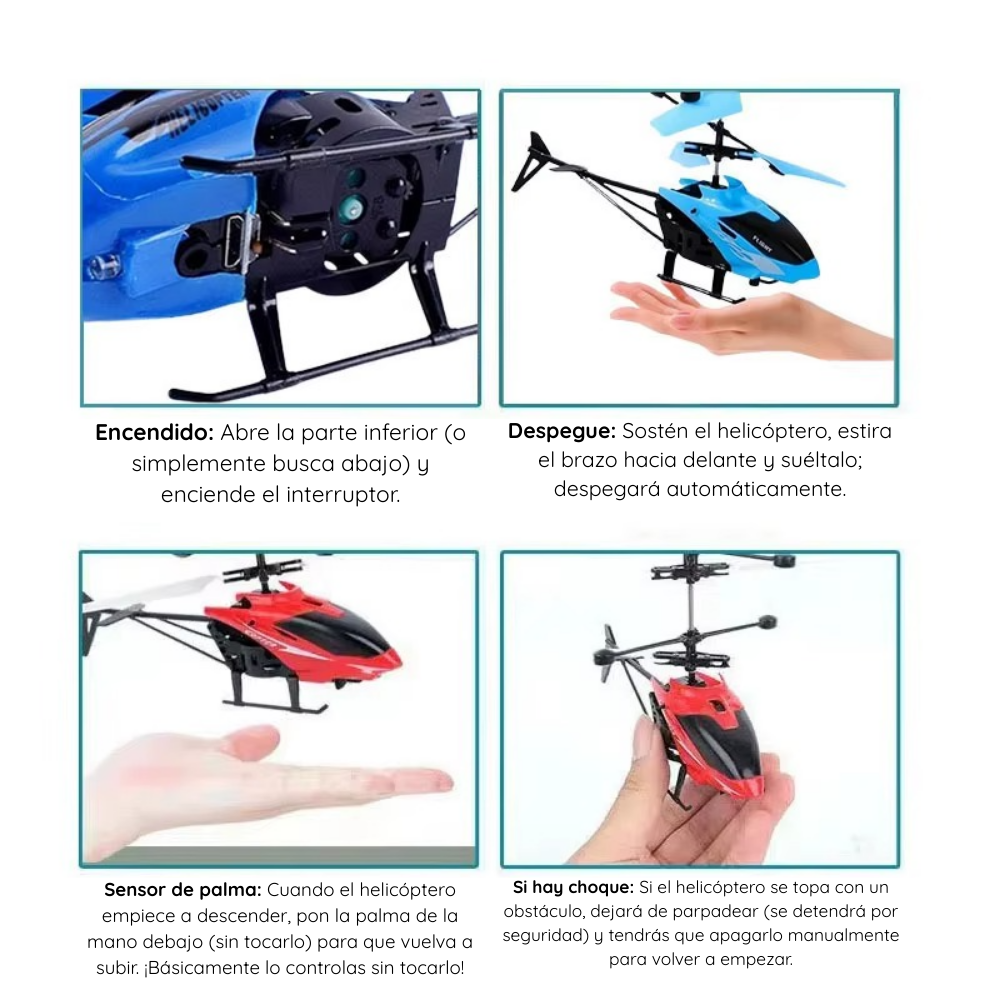 🚁 Helicóptero Inteligente - Juguete volador con sensor ✨