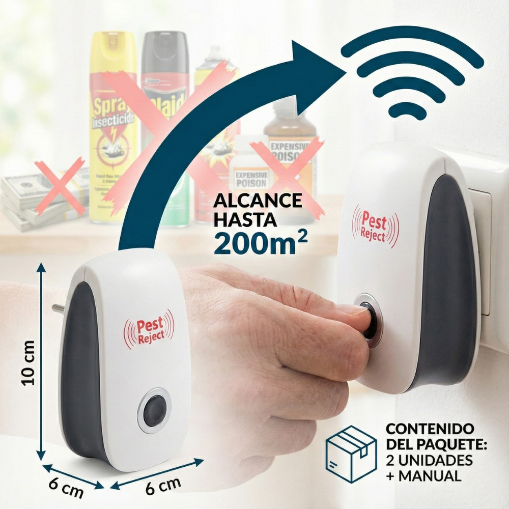 🦟 Repelente SonicPro™ - Protección ultrasónica para un hogar libre de plagas sin químicos